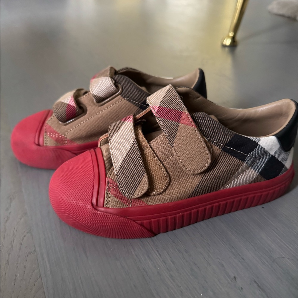 Kids Plaid Sneakers with Red Accents